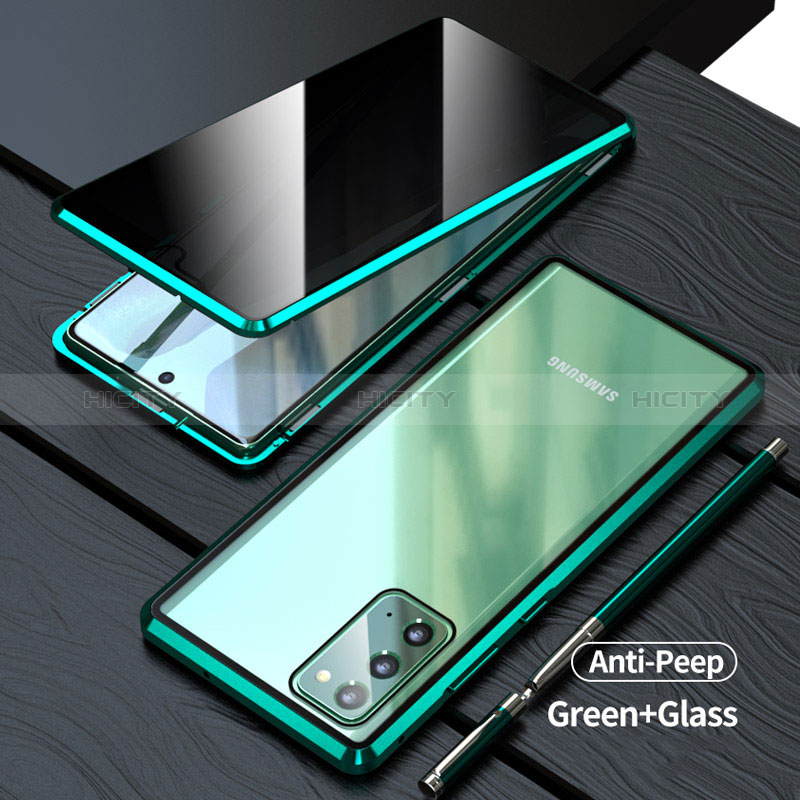 Samsung Galaxy Note 20 5G用ケース 高級感 手触り良い アルミメタル 製の金属製 360度 フルカバーバンパー 鏡面 カバー LK1 サムスン グリーン