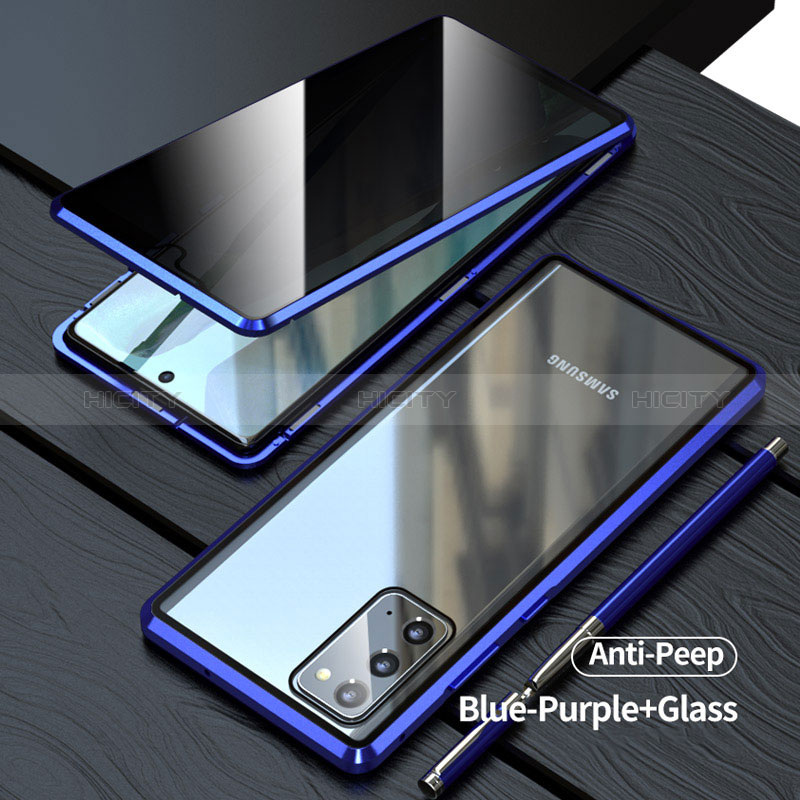 Samsung Galaxy Note 20 5G用ケース 高級感 手触り良い アルミメタル 製の金属製 360度 フルカバーバンパー 鏡面 カバー LK1 サムスン ネイビー