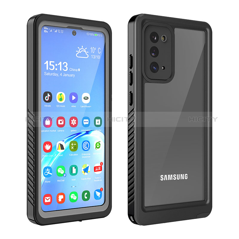 Samsung Galaxy Note 20 5G用完全防水ケース ハイブリットバンパーカバー 高級感 手触り良い 360度 W02 サムスン ブラック