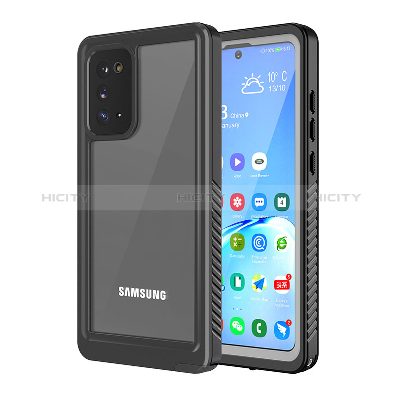 Samsung Galaxy Note 20 5G用完全防水ケース ハイブリットバンパーカバー 高級感 手触り良い 360度 W02 サムスン ブラック
