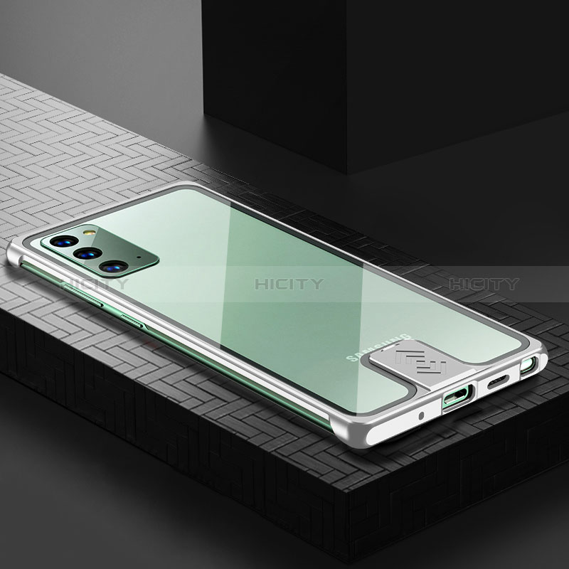 Samsung Galaxy Note 20 5G用ケース 高級感 手触り良い アルミメタル 製の金属製 カバー LK1 サムスン シルバー