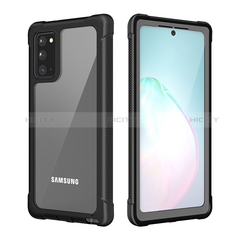 Samsung Galaxy Note 20 5G用ハイブリットバンパーケース プラスチック 兼シリコーン カバー 前面と背面 360度 フル U01 サムスン ブラック