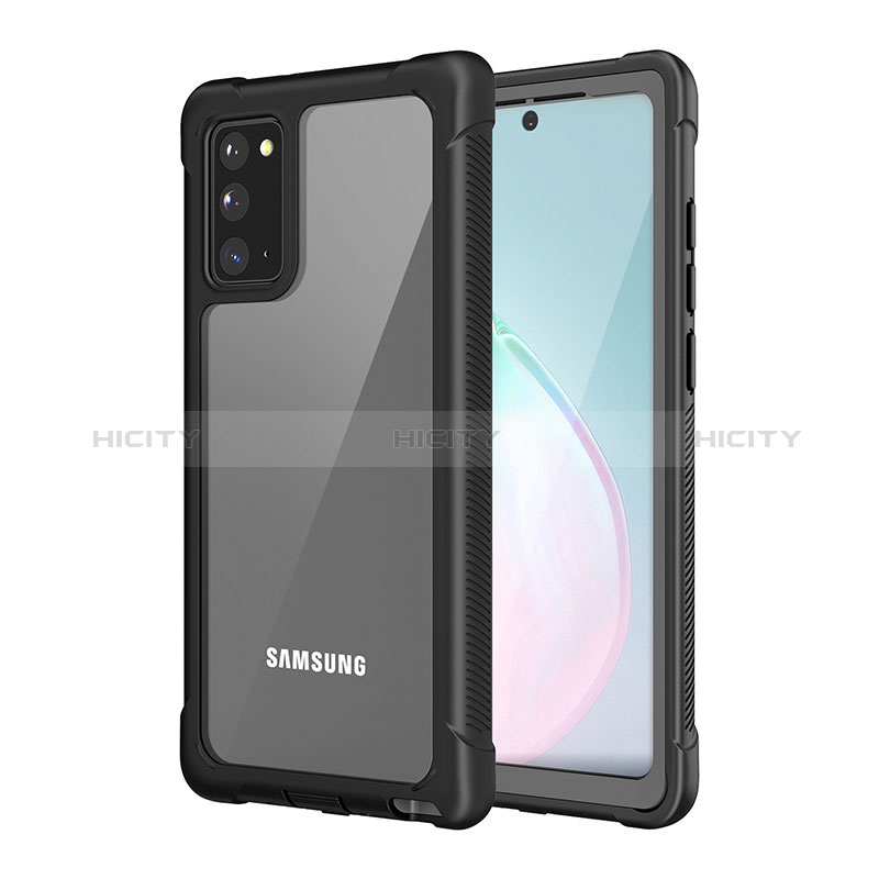Samsung Galaxy Note 20 5G用ハイブリットバンパーケース プラスチック 兼シリコーン カバー 前面と背面 360度 フル U01 サムスン ブラック