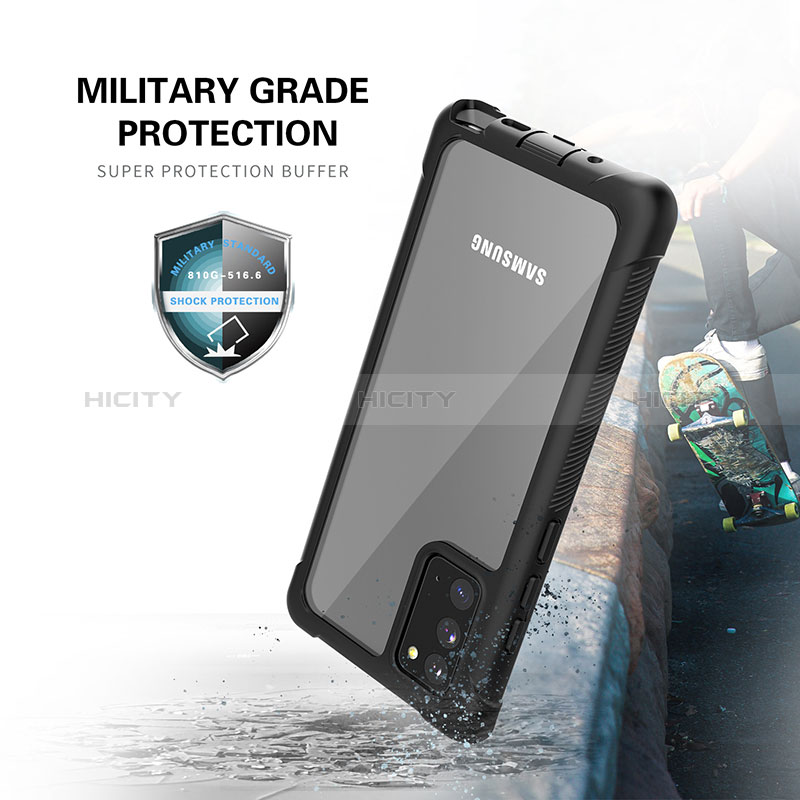 Samsung Galaxy Note 20 5G用ハイブリットバンパーケース プラスチック 兼シリコーン カバー 前面と背面 360度 フル U01 サムスン ブラック