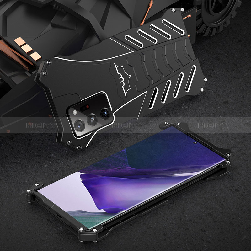 Samsung Galaxy Note 20 5G用360度 フルカバー ケース 高級感 手触り良い アルミメタル 製の金属製 P01 サムスン ブラック