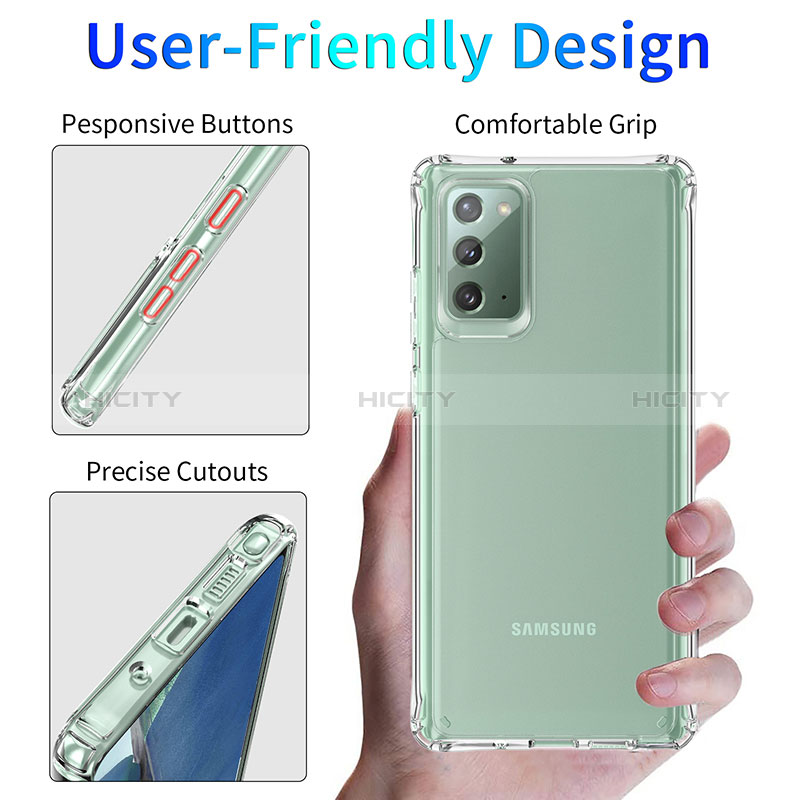 Samsung Galaxy Note 20 5G用極薄ソフトケース シリコンケース 耐衝撃 全面保護 クリア透明 K01 サムスン クリア