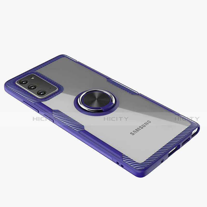 Samsung Galaxy Note 20 5G用極薄ソフトケース シリコンケース 耐衝撃 全面保護 クリア透明 アンド指輪 マグネット式 N01 サムスン 