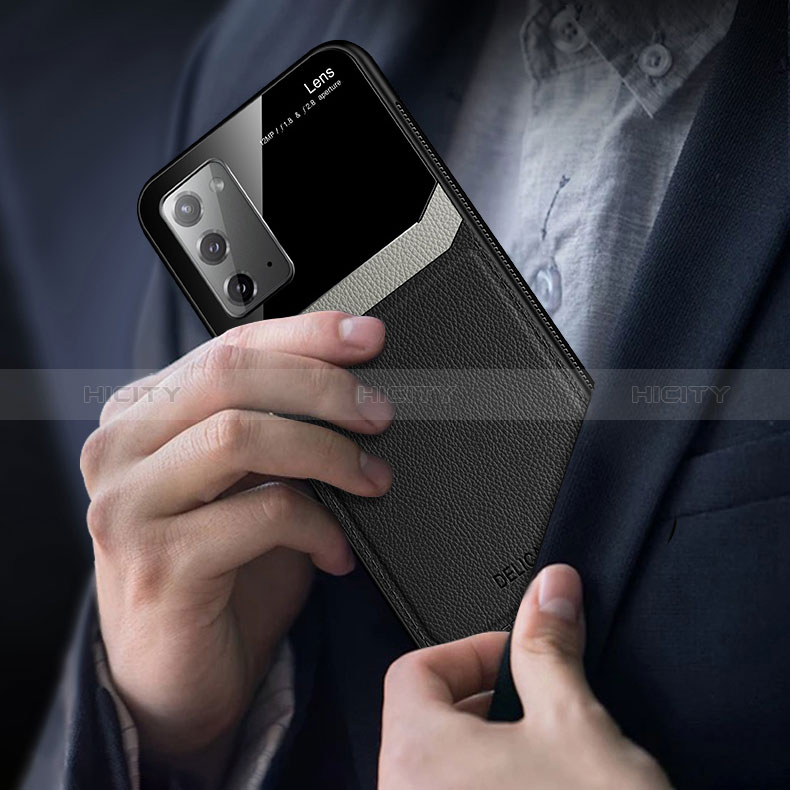 Samsung Galaxy Note 20 5G用シリコンケース ソフトタッチラバー レザー柄 カバー FL1 サムスン 