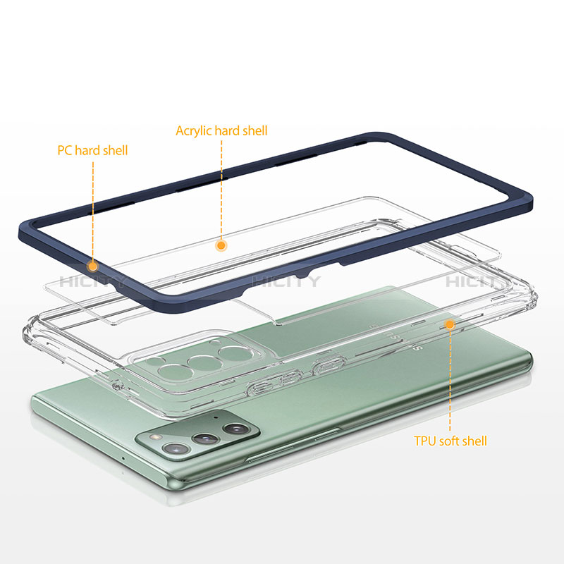 Samsung Galaxy Note 20 5G用ハイブリットバンパーケース クリア透明 プラスチック 鏡面 カバー MQ1 サムスン 