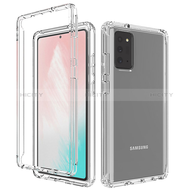 Samsung Galaxy Note 20 5G用前面と背面 360度 フルカバー 極薄ソフトケース シリコンケース 耐衝撃 全面保護 バンパー 勾配色 透明 サムスン 