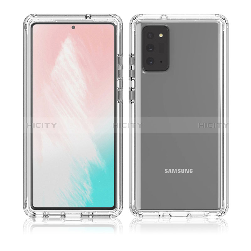 Samsung Galaxy Note 20 5G用前面と背面 360度 フルカバー 極薄ソフトケース シリコンケース 耐衝撃 全面保護 バンパー 勾配色 透明 サムスン 