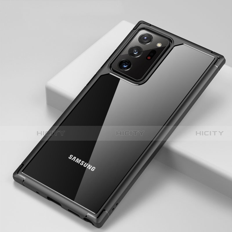 Samsung Galaxy Note 20 Ultra 5G用ハイブリットバンパーケース クリア透明 プラスチック 鏡面 カバー H02 サムスン ブラック