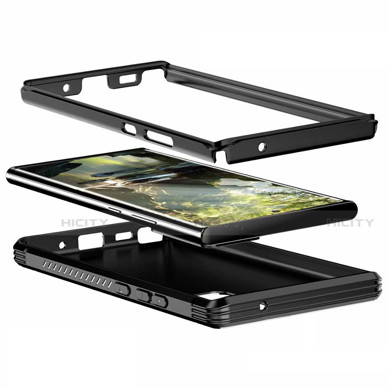 Samsung Galaxy Note 20 Ultra 5G用ハイブリットバンパーケース プラスチック 兼シリコーン カバー 前面と背面 360度 フル R01 サムスン ブラック
