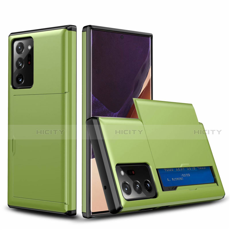 Samsung Galaxy Note 20 Ultra 5G用ハイブリットバンパーケース プラスチック 兼シリコーン カバー 前面と背面 360度 フル N01 サムスン グリーン