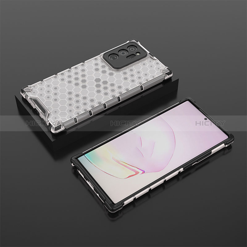Samsung Galaxy Note 20 Ultra 5G用360度 フルカバー ハイブリットバンパーケース クリア透明 プラスチック カバー AM2 サムスン ホワイト