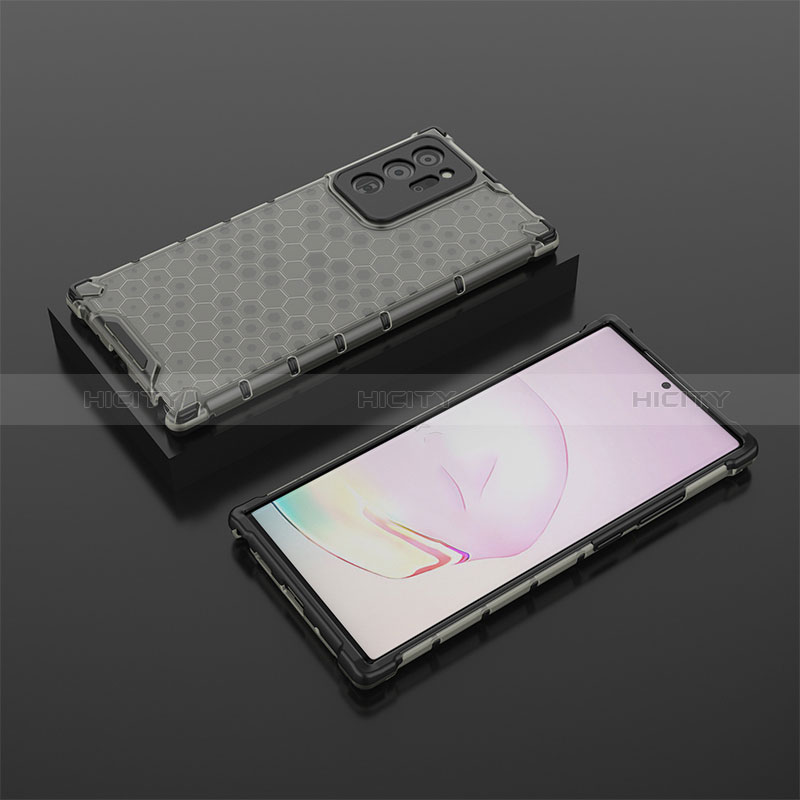 Samsung Galaxy Note 20 Ultra 5G用360度 フルカバー ハイブリットバンパーケース クリア透明 プラスチック カバー AM2 サムスン ブラック
