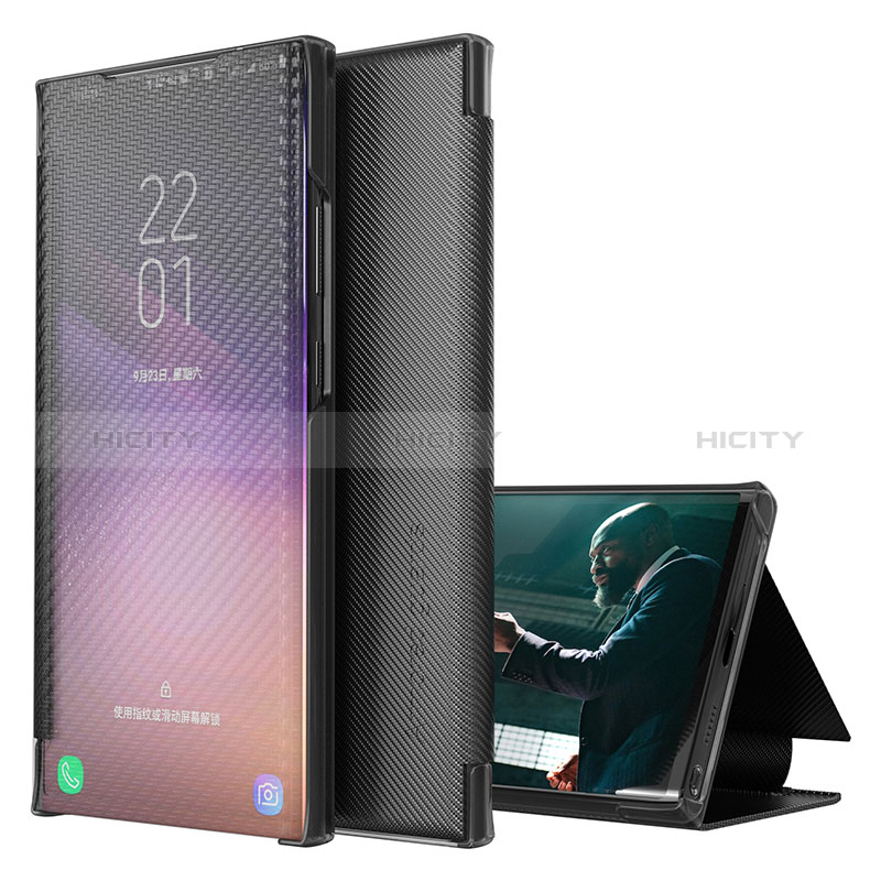 Samsung Galaxy Note 20 Ultra 5G用手帳型 レザーケース スタンド カバー ZL1 サムスン ブラック