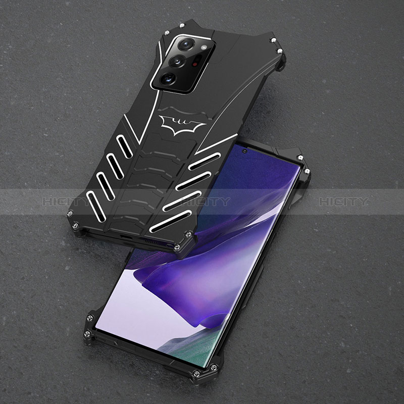 Samsung Galaxy Note 20 Ultra 5G用360度 フルカバー ケース 高級感 手触り良い アルミメタル 製の金属製 P01 サムスン ブラック