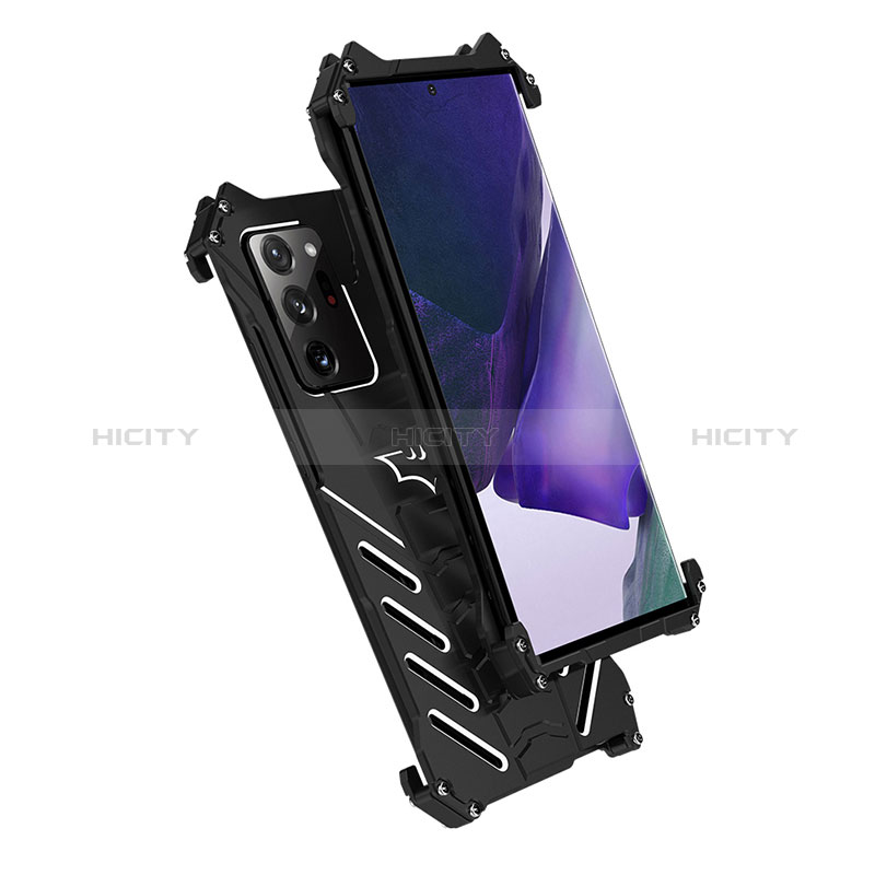 Samsung Galaxy Note 20 Ultra 5G用360度 フルカバー ケース 高級感 手触り良い アルミメタル 製の金属製 P01 サムスン ブラック