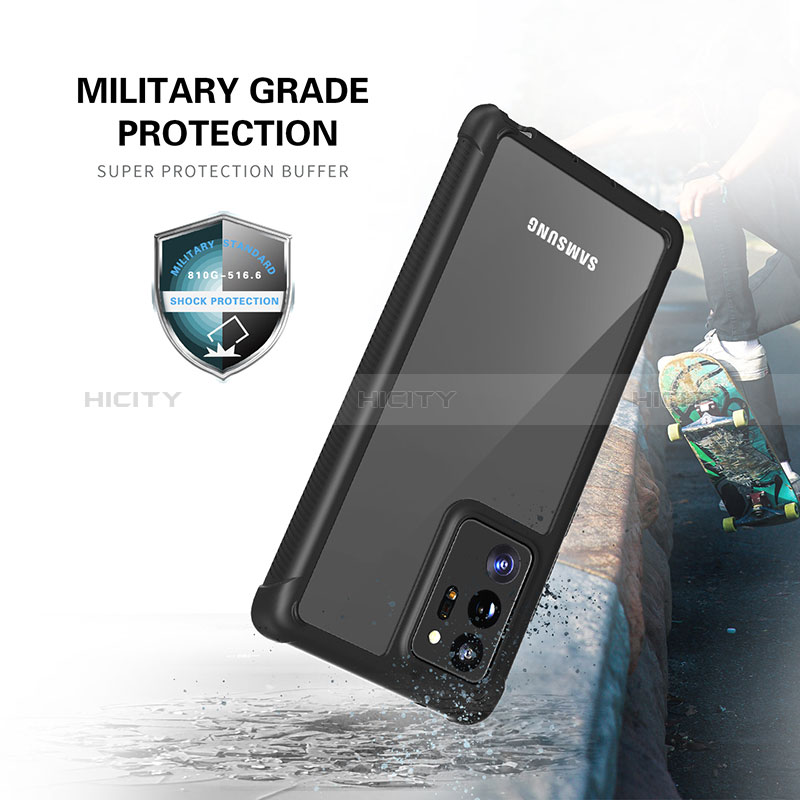 Samsung Galaxy Note 20 Ultra 5G用ハイブリットバンパーケース プラスチック 兼シリコーン カバー 前面と背面 360度 フル U01 サムスン ブラック