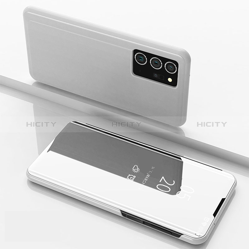 Samsung Galaxy Note 20 Ultra 5G用手帳型 レザーケース スタンド 鏡面 カバー ZL1 サムスン シルバー