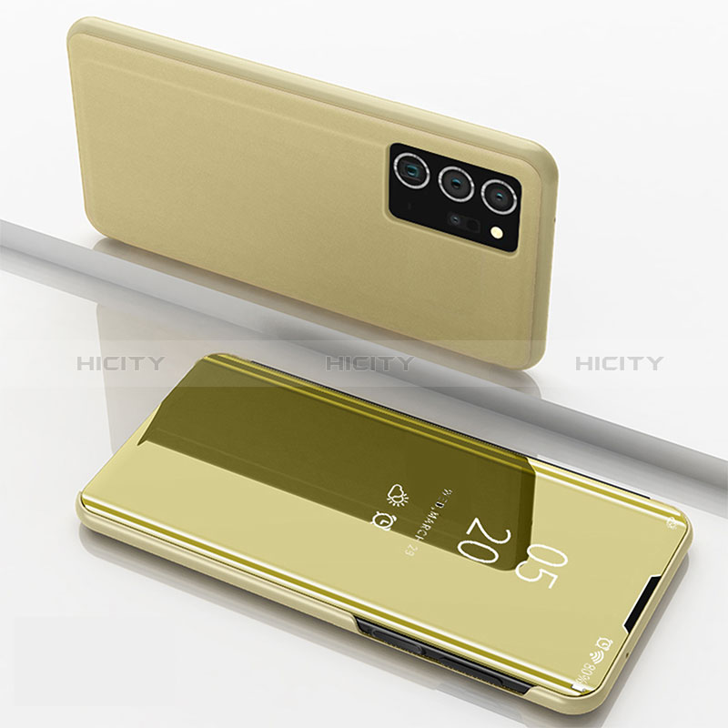 Samsung Galaxy Note 20 Ultra 5G用手帳型 レザーケース スタンド 鏡面 カバー ZL1 サムスン ゴールド