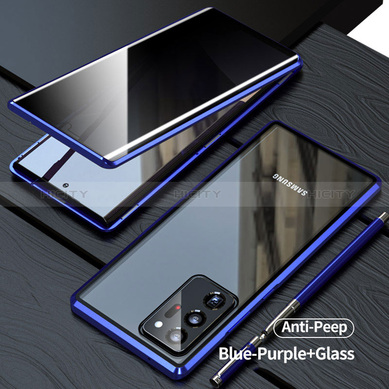 Samsung Galaxy Note 20 Ultra 5G用ケース 高級感 手触り良い アルミメタル 製の金属製 360度 フルカバーバンパー 鏡面 カバー LK1 サムスン ネイビー