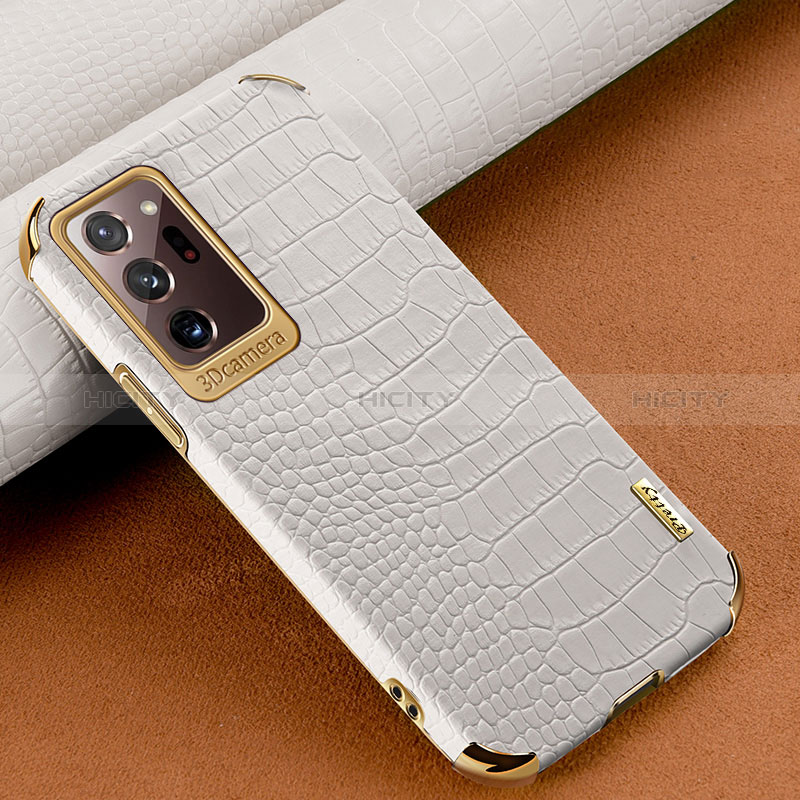 Samsung Galaxy Note 20 Ultra 5G用ケース 高級感 手触り良いレザー柄 サムスン ホワイト