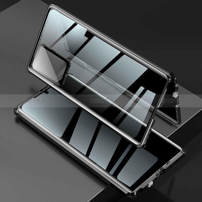 Samsung Galaxy Note 20 Ultra 5G用ケース 高級感 手触り良い アルミメタル 製の金属製 360度 フルカバーバンパー 鏡面 カバー LK2 サムスン ブラック