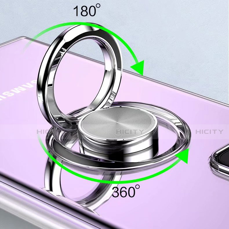 Samsung Galaxy Note 20 Ultra 5G用極薄ソフトケース シリコンケース 耐衝撃 全面保護 クリア透明 アンド指輪 マグネット式 N02 サムスン 