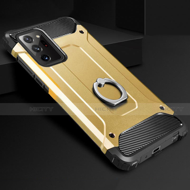 Samsung Galaxy Note 20 Ultra 5G用ハイブリットバンパーケース プラスチック アンド指輪 兼シリコーン カバー N01 サムスン