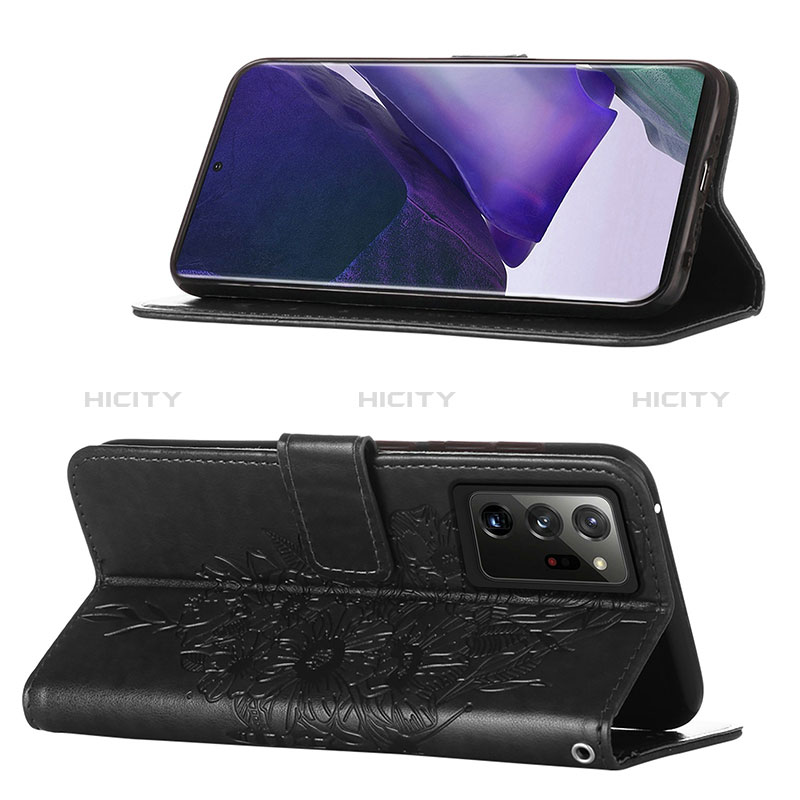 Samsung Galaxy Note 20 Ultra 5G用手帳型 レザーケース スタンド バタフライ 蝶 カバー Y01B サムスン 