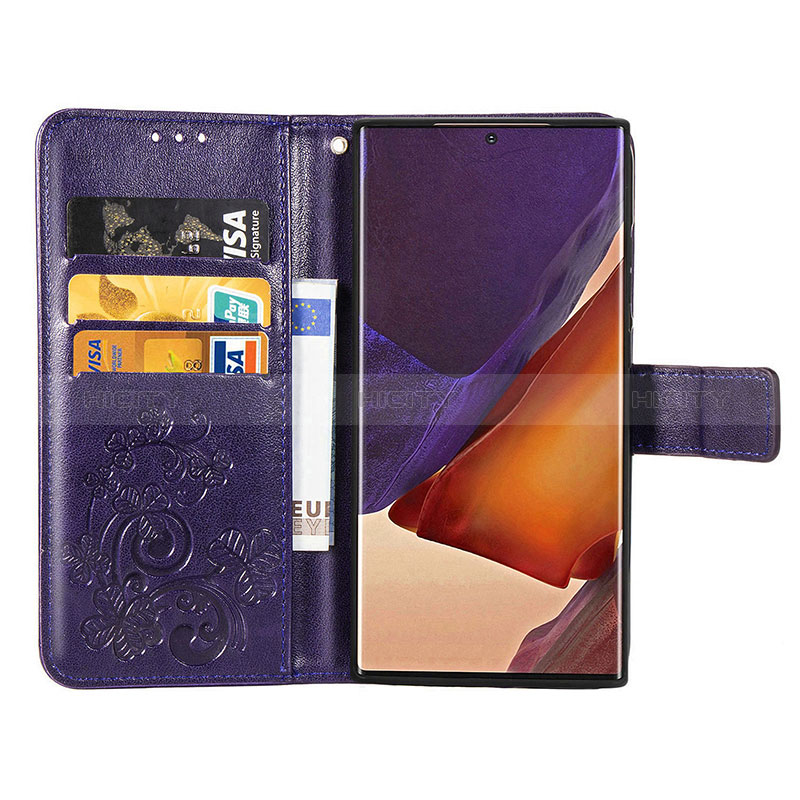 Samsung Galaxy Note 20 Ultra 5G用手帳型 レザーケース スタンド 花 カバー サムスン 