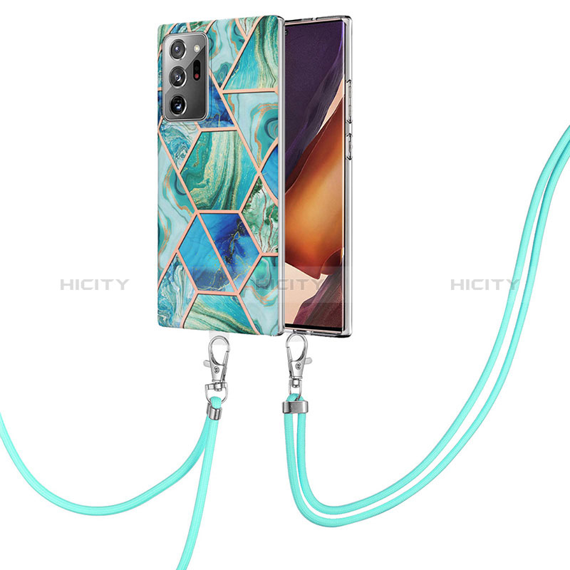 Samsung Galaxy Note 20 Ultra 5G用シリコンケース ソフトタッチラバー バタフライ パターン カバー 携帯ストラップ Y01B サムスン 