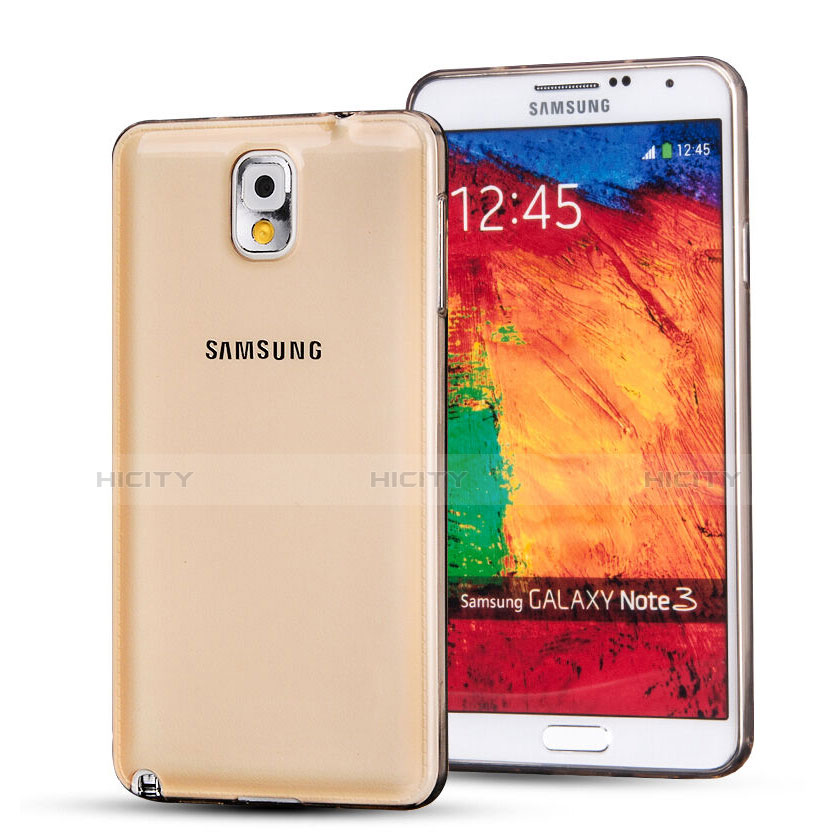 Samsung Galaxy Note 3 N9000用極薄ソフトケース シリコンケース 耐衝撃 全面保護 クリア透明 サムスン ゴールド