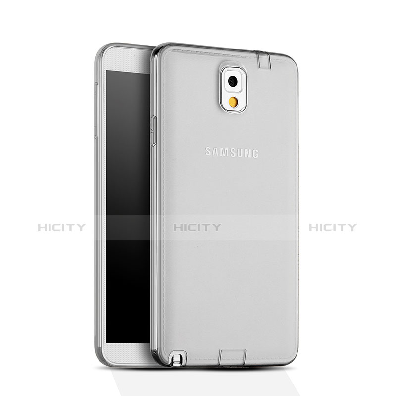 Samsung Galaxy Note 3 N9000用極薄ソフトケース シリコンケース 耐衝撃 全面保護 クリア透明 サムスン グレー