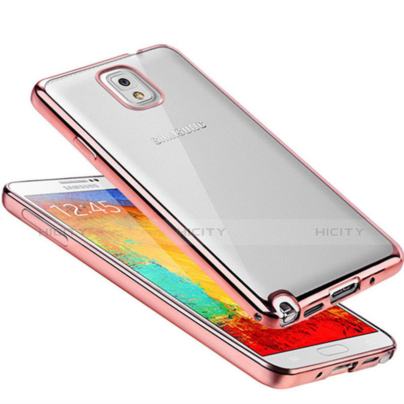 Samsung Galaxy Note 3 N9000用極薄ソフトケース シリコンケース 耐衝撃 全面保護 クリア透明 H01 サムスン ローズゴールド