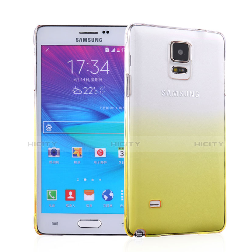 Samsung Galaxy Note 4 Duos N9100 Dual SIM用ハードケース グラデーション 勾配色 クリア透明 サムスン イエロー