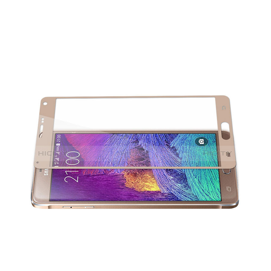 Samsung Galaxy Note 4 Duos N9100 Dual SIM用強化ガラス フル液晶保護フィルム サムスン ゴールド