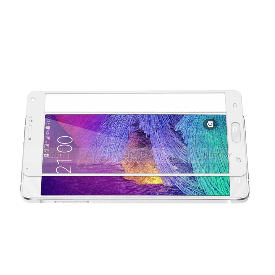 Samsung Galaxy Note 4 Duos N9100 Dual SIM用強化ガラス フル液晶保護フィルム サムスン ホワイト