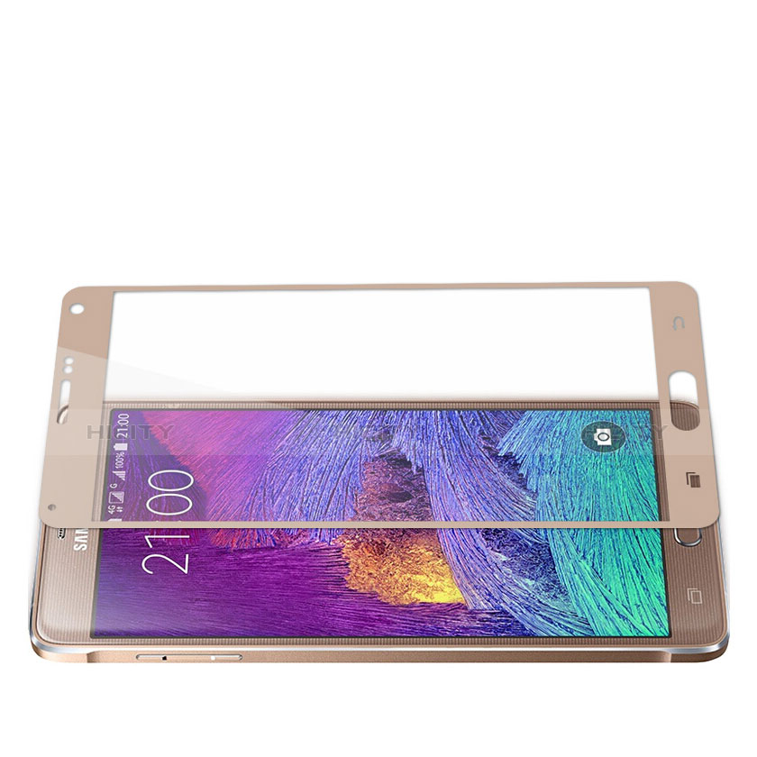 Samsung Galaxy Note 4 Duos N9100 Dual SIM用強化ガラス フル液晶保護フィルム F02 サムスン ゴールド