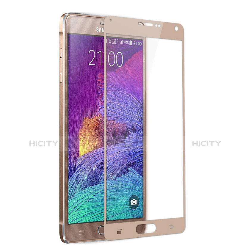 Samsung Galaxy Note 4 SM-N910F用強化ガラス フル液晶保護フィルム F02 サムスン ゴールド