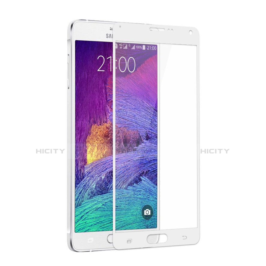 Samsung Galaxy Note 4 SM-N910F用強化ガラス フル液晶保護フィルム サムスン ホワイト