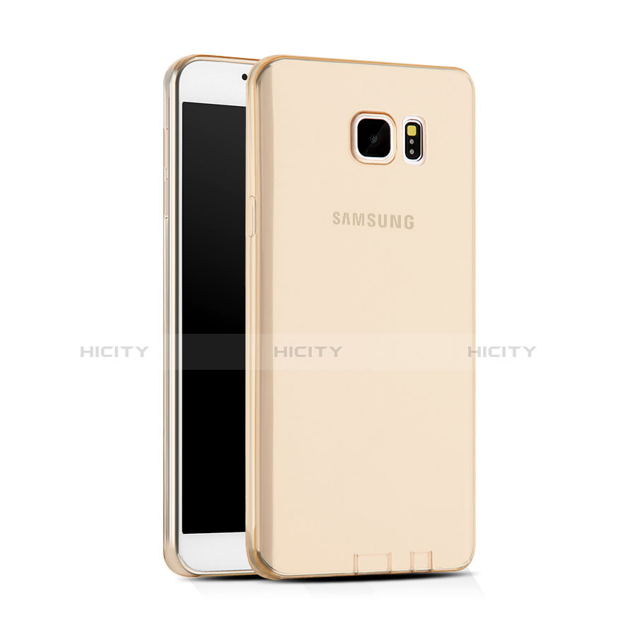 Samsung Galaxy Note 5 N9200 N920 N920F用極薄ソフトケース シリコンケース 耐衝撃 全面保護 クリア透明 サムスン ゴールド