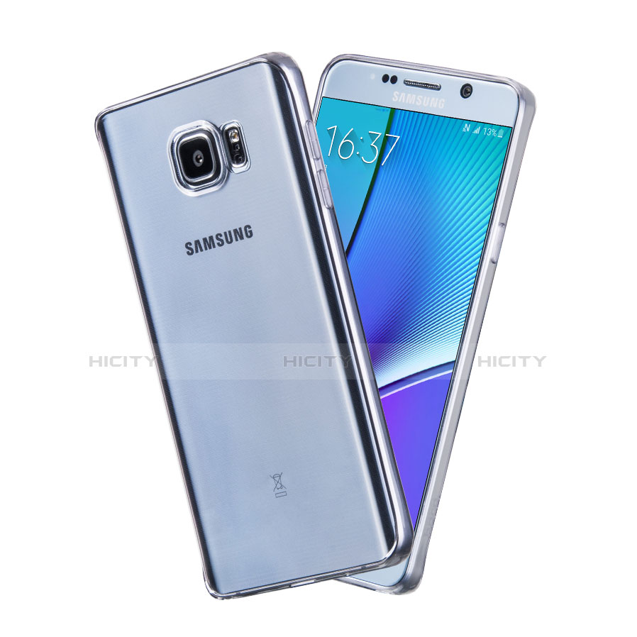 Samsung Galaxy Note 5 N9200 N920 N920F用ハイブリットバンパーケース クリア透明 プラスチック サムスン シルバー