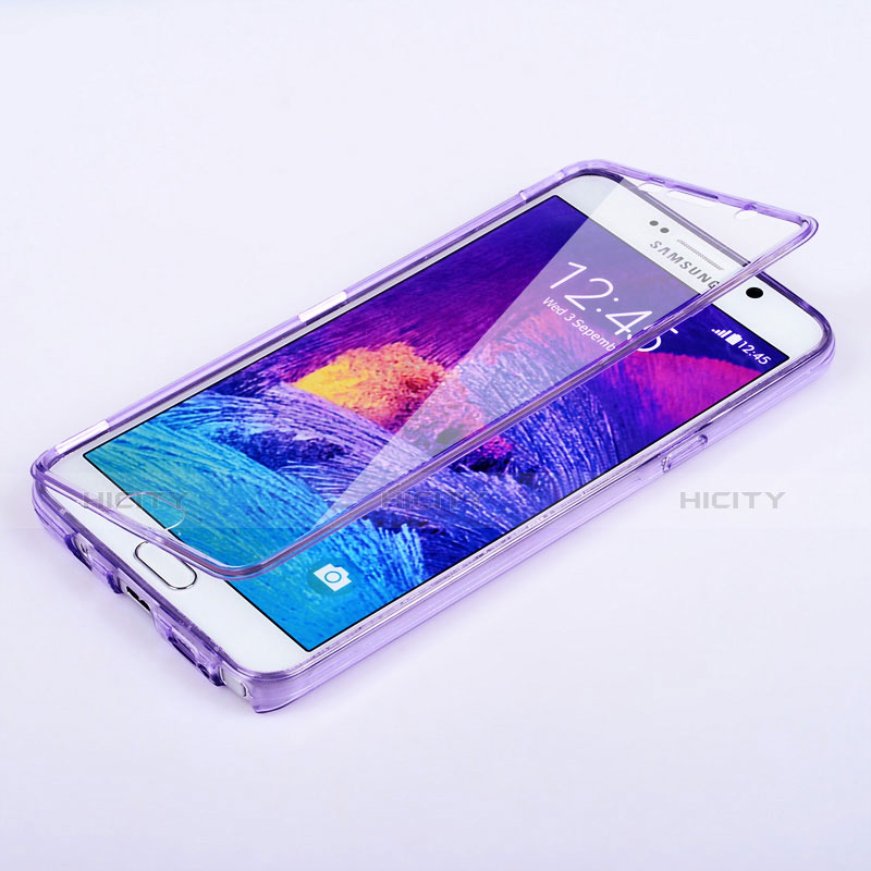 Samsung Galaxy Note 5 N9200 N920 N920F用ソフトケース フルカバー クリア透明 サムスン パープル