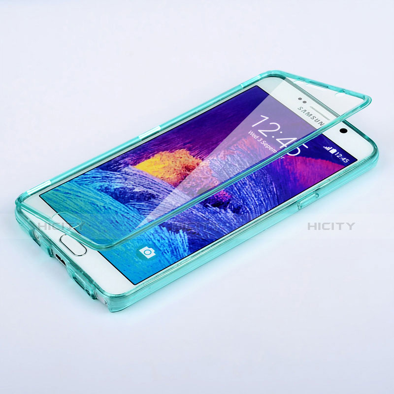 Samsung Galaxy Note 5 N9200 N920 N920F用ソフトケース フルカバー クリア透明 サムスン ブルー