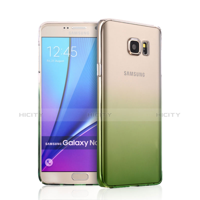 Samsung Galaxy Note 5 N9200 N920 N920F用ハードケース グラデーション 勾配色 クリア透明 サムスン グリーン