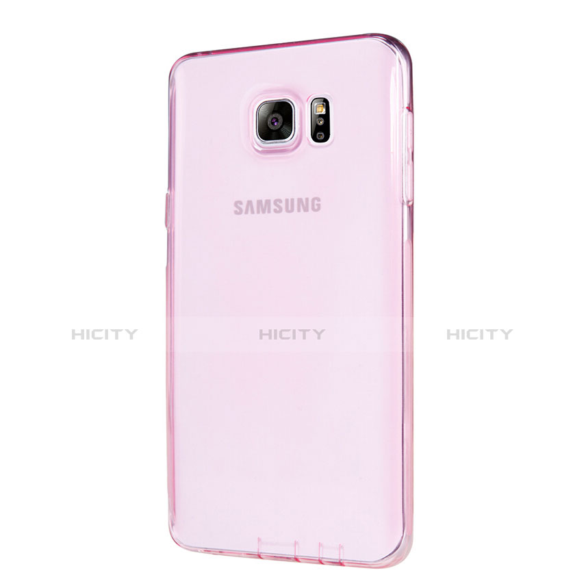 Samsung Galaxy Note 5 N9200 N920 N920F用極薄ソフトケース シリコンケース 耐衝撃 全面保護 クリア透明 T06 サムスン ピンク