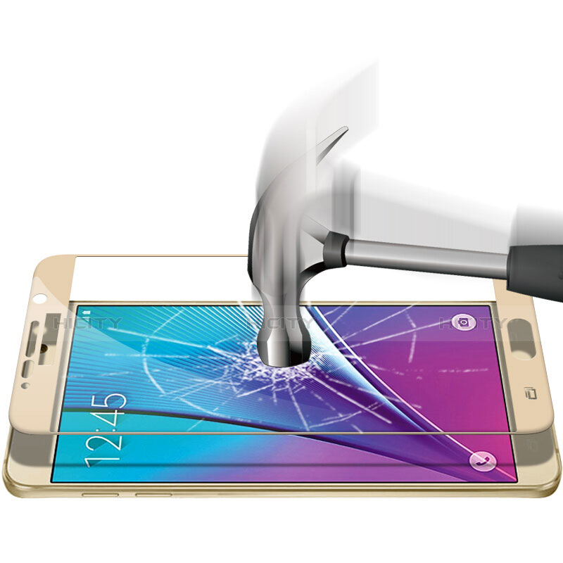Samsung Galaxy Note 5 N9200 N920 N920F用強化ガラス フル液晶保護フィルム F03 サムスン ゴールド